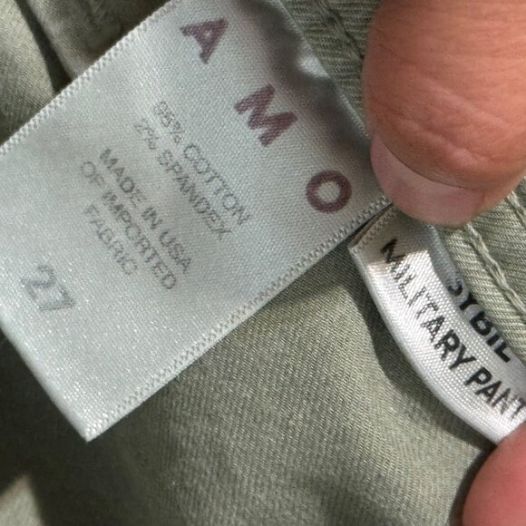 Amo Sybil Military Twill Pant Womens Tapered Fit Low Rise Army Green Size 27 - Picture 11 of 13